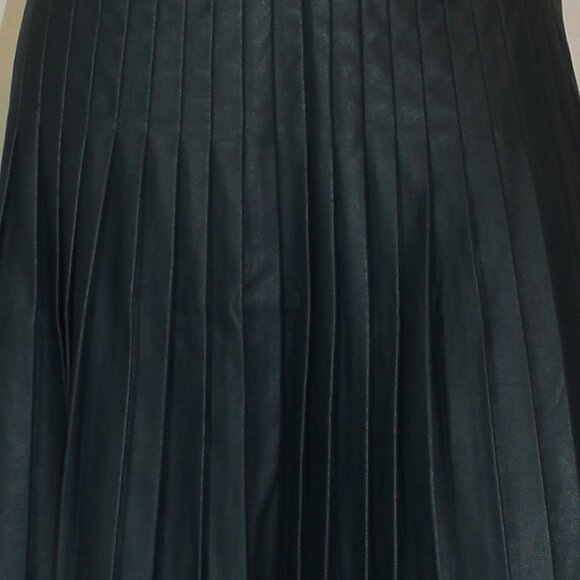 Rebecca Taylor pleated lined midi knee  skirt faux leather side zip size 4 - Picture 8 of 9
